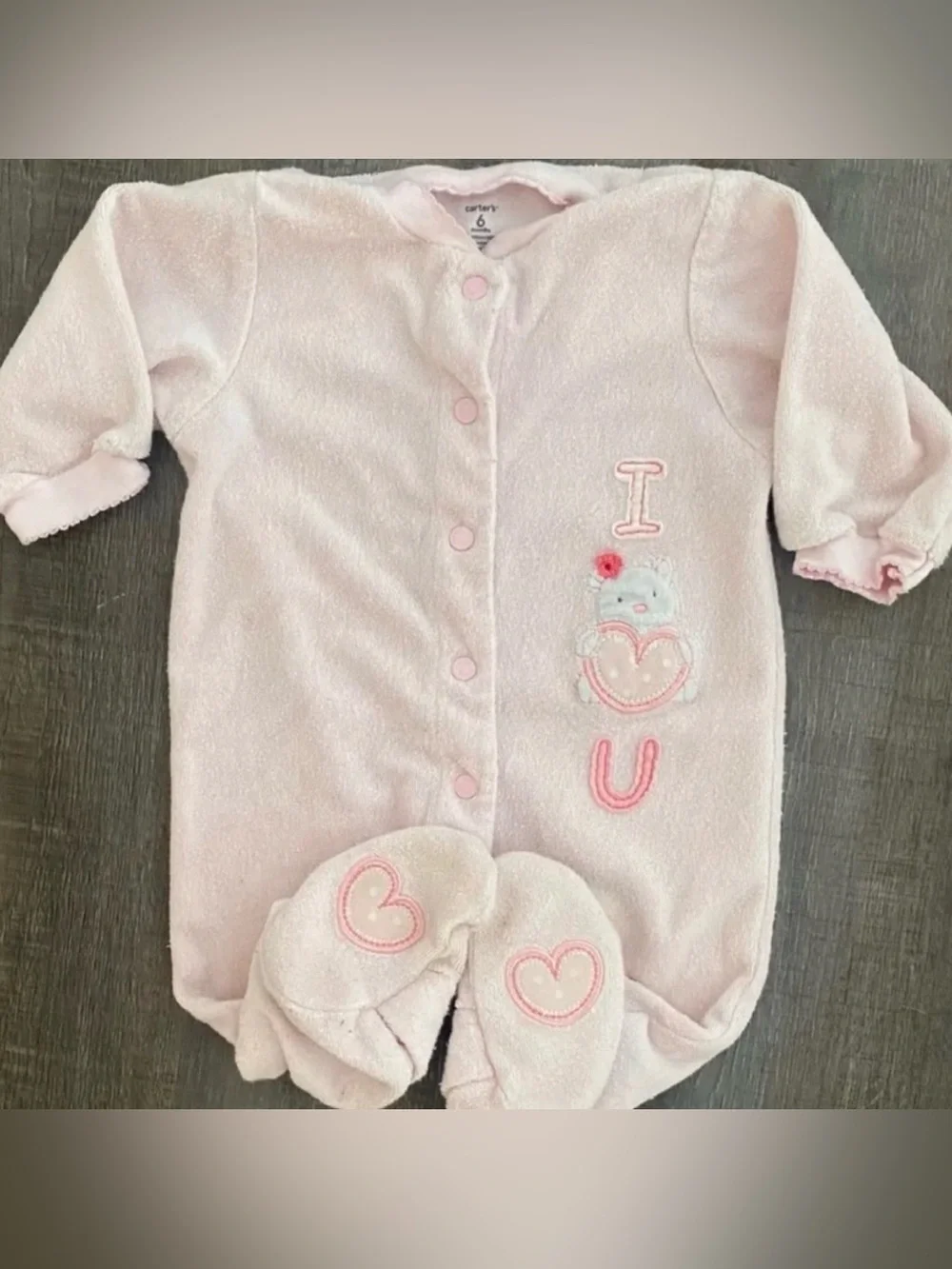 💞 Infant & Baby Girls Size 6 Months I Love You Footie Pajamas